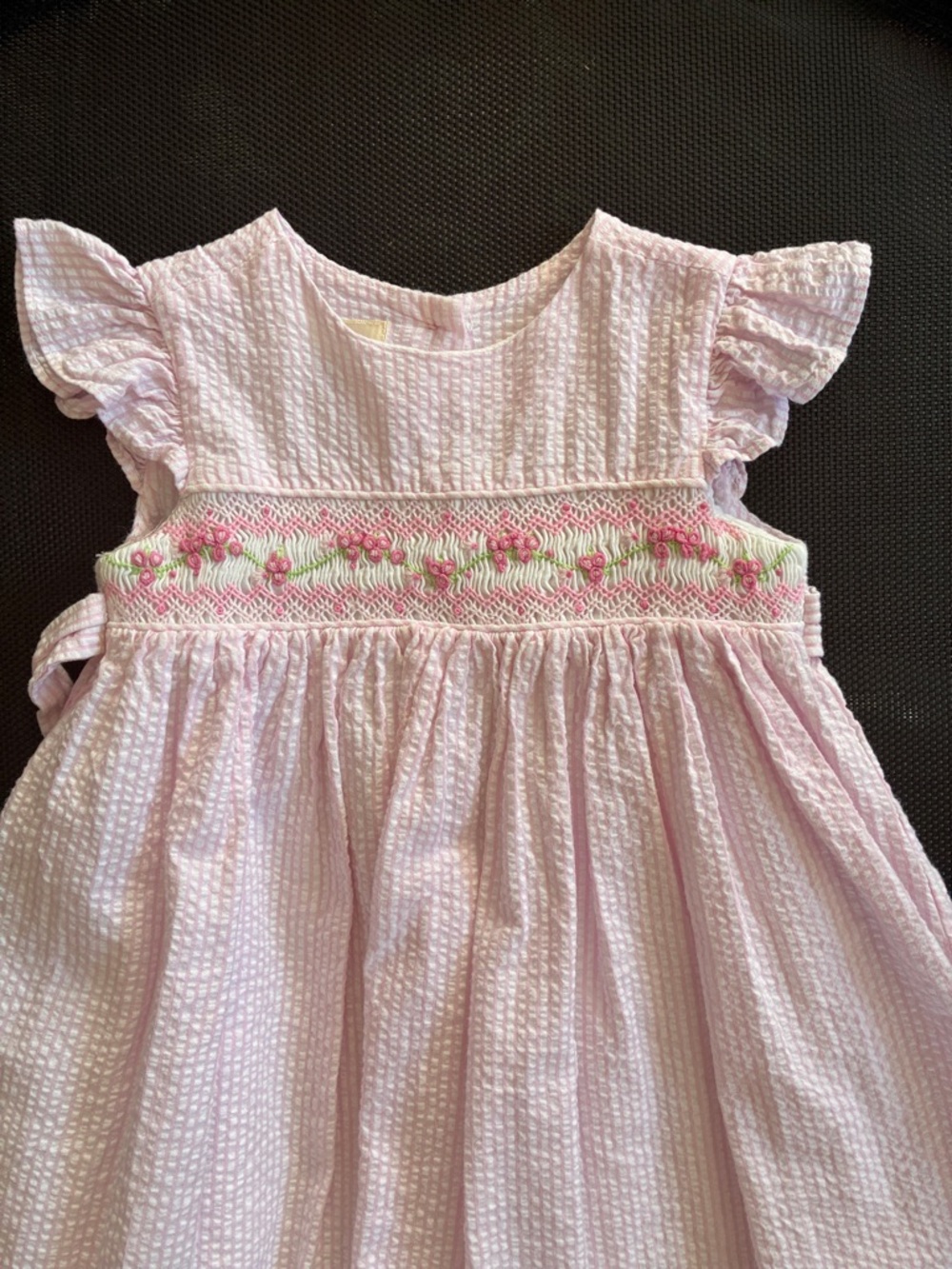 Laura Ashley Light Pink Smocked Flutter-Sleeve Dress 18m